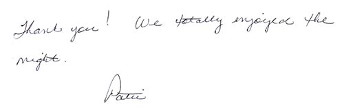 Patty thank you comment